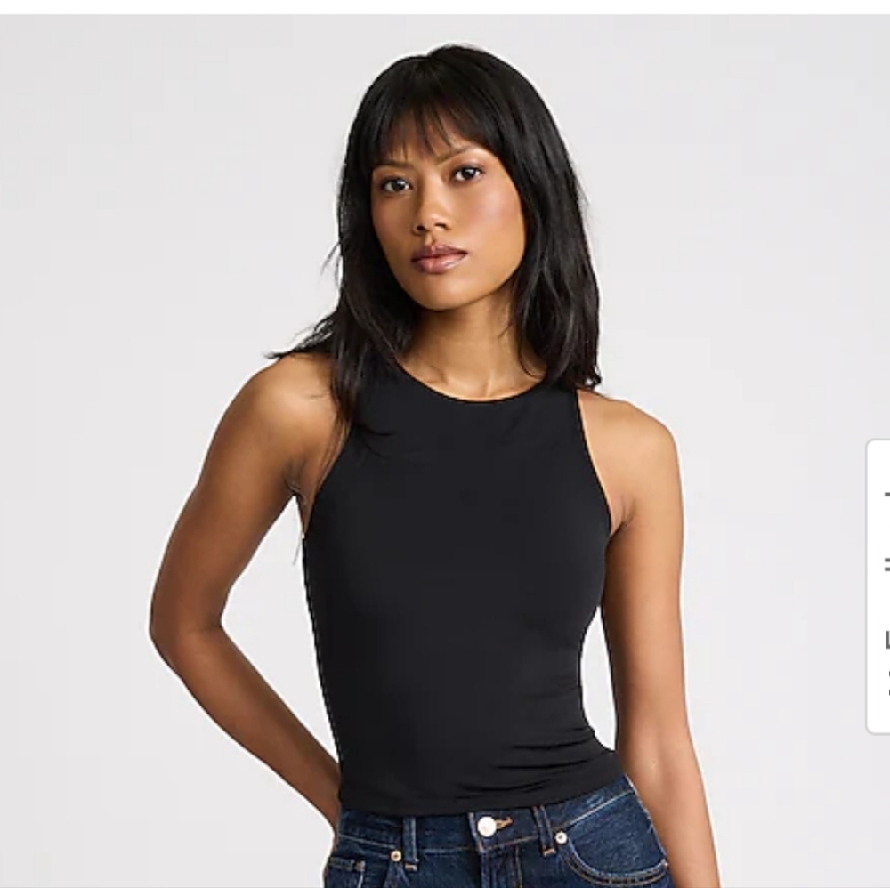 Express Body Contour High Compression High Neck Cropped Tank Black